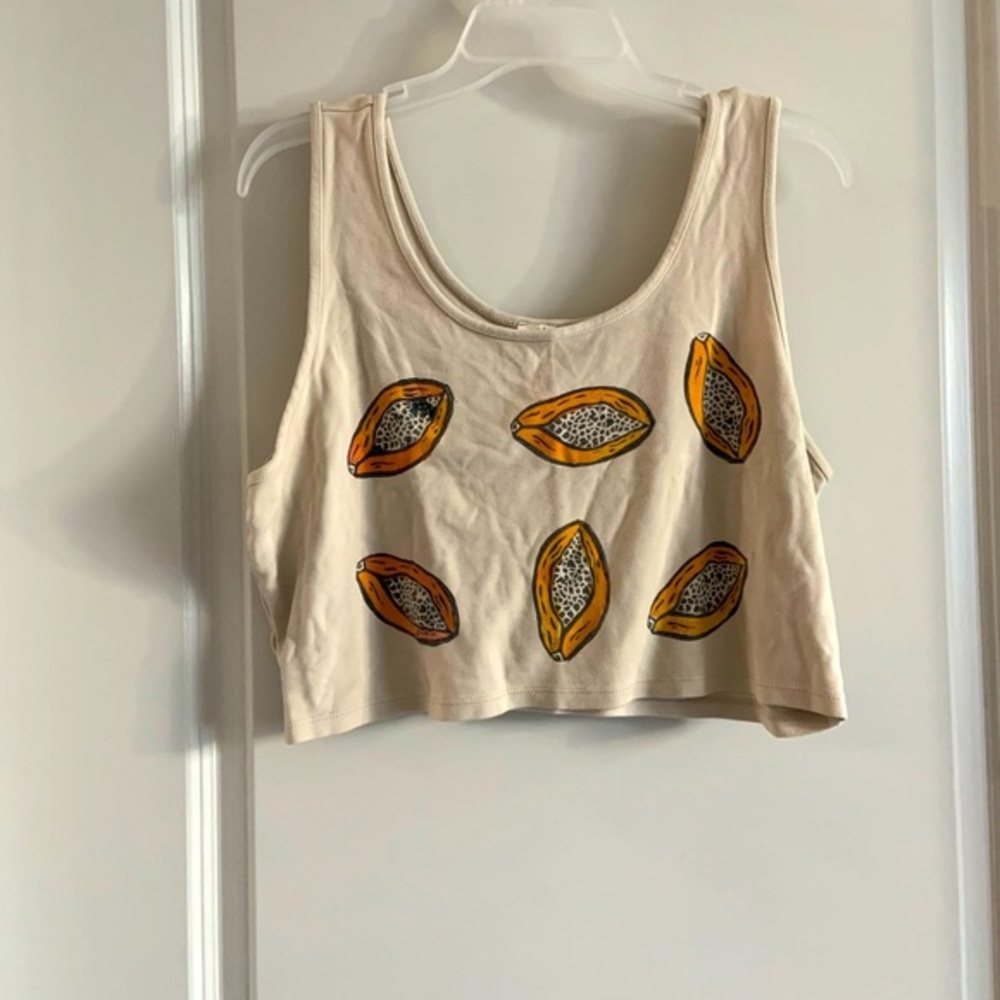 Papaya Print Beige Crop Top